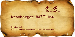 Kronberger Bálint névjegykártya